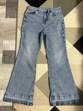 Mally Roncal FierceFlex Flare Leg Jeans Layered Hem Detail Women's 6